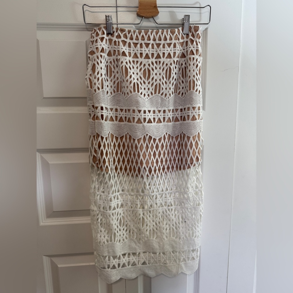 Forever 21 White Crochet Midi Skirt